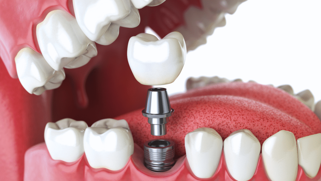Close-up of a single dental implant.