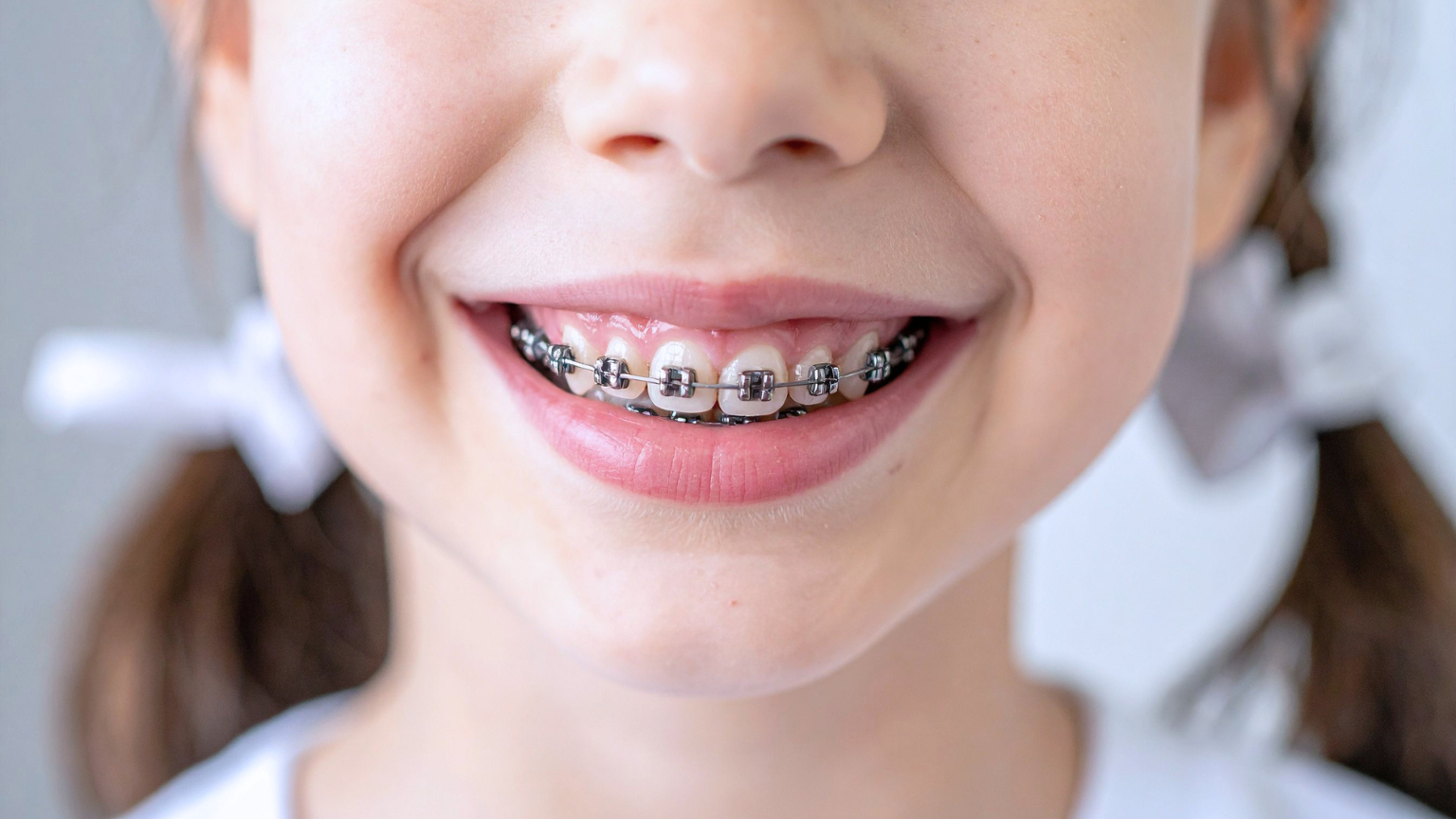 A young child smiling during an orthodontic consultation at Professional Dental in Utah, receiving an early check-up to ensure healthy teeth development.